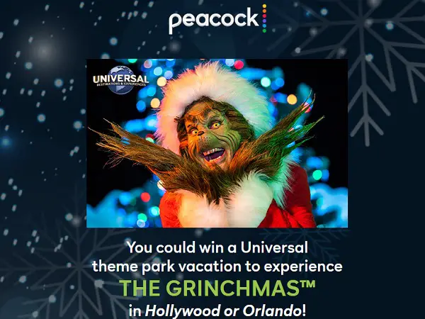 Peacock Holiday Escape Sweepstakes: Win A Universal Theme Park Vacation!