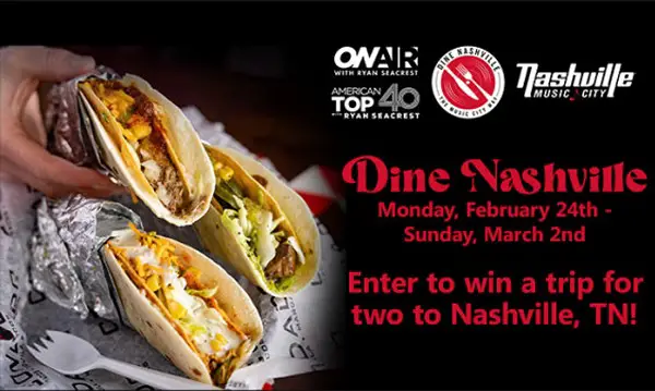 Ryan Seacrest’s Dine Nashville Flyaway Sweepstakes: Win a Trip to Nashville!