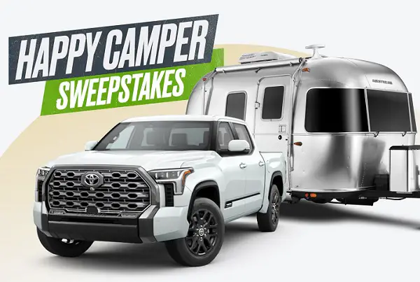 Happy Camper Sweepstakes: Win a Used Toyota Tundra and Your Choice of a Thor RV!