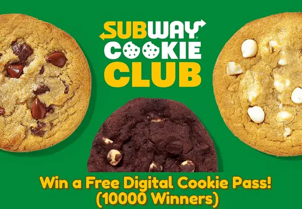 Subway Cookie Club Sweepstakes: Win a Free Digital Cookie Pass! (10000 Winners)