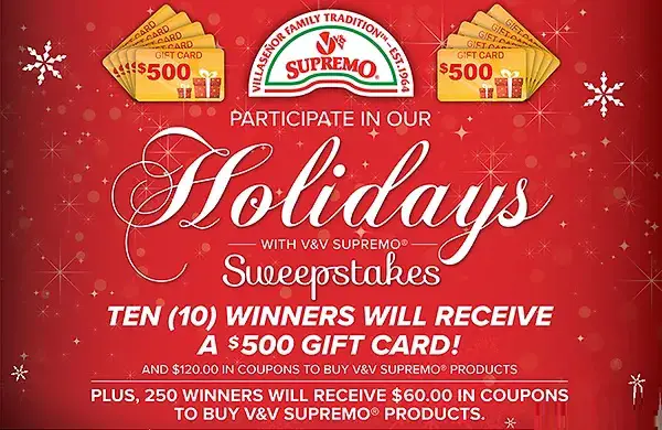 Holidays with Supremo Sweepstakes: Win $500 Gift Card and Free Coupons!