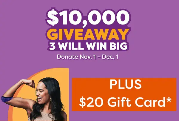 Vitalant Make a Difference Giveaway: Win Cash in Free Prepaid Gift Cards of $10,000 (3 Winners)