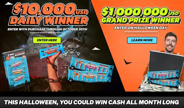 Win One Million Dollar Cash Giveaway on Halloween