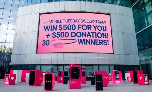 T-Mobile Tuesday Sweepstakes: Win $500 for you + $500 donation! (30 Winners)