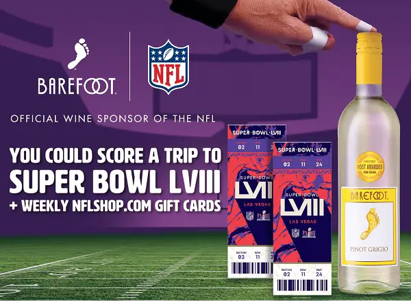 Barefoot Wine Sweepstakes: Win Super Bowl LVII Trip or $100 NFL