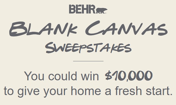 Behr Blank Canvas Sweepstakes Win 10000 Cash SweepstakesBible