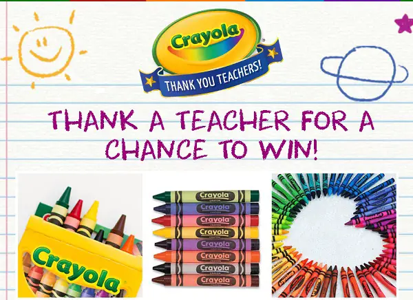 Crayola.com Thank a Teacher Sweepstakes | SweepstakesBible
