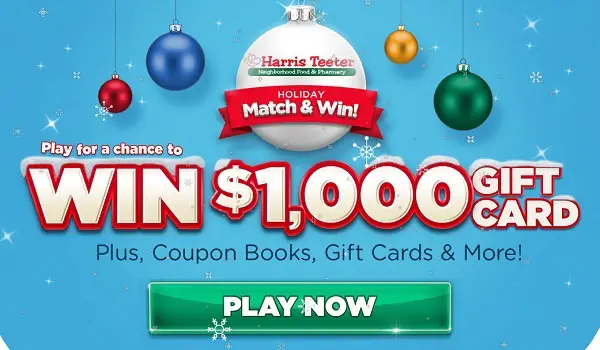 Then The Harris Teeter Holiday Match Win Sweepstakes Is Here To You Free Gift Cards And Books They Are Giving Away Over 2 000