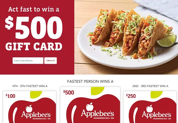 Buy Applebee's Gift Card, $15 to $500