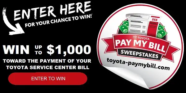 Toyota Pay My Bill Sweepstakes: Win Cash | SweepstakesBible